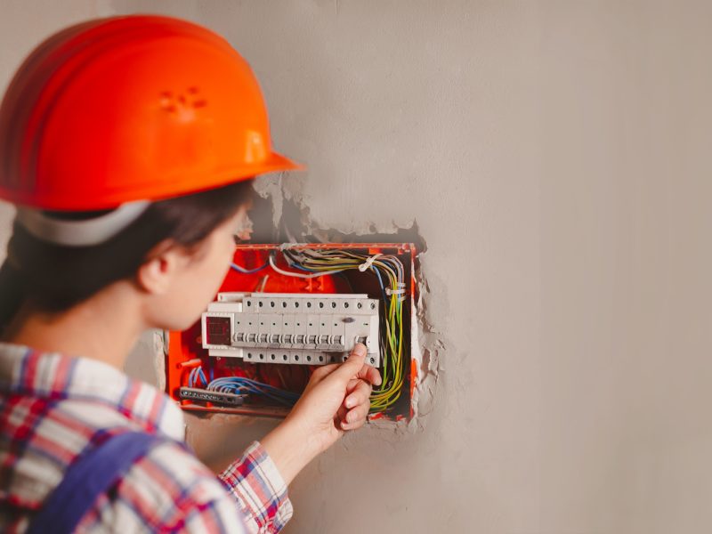 Maintenance of automatic switches in building. electrician builder engineer check fuse box